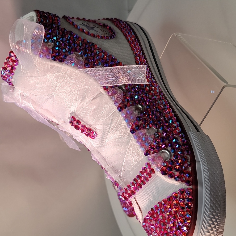 Converse Kids' Pink Rhinestone High-Top Sneakers